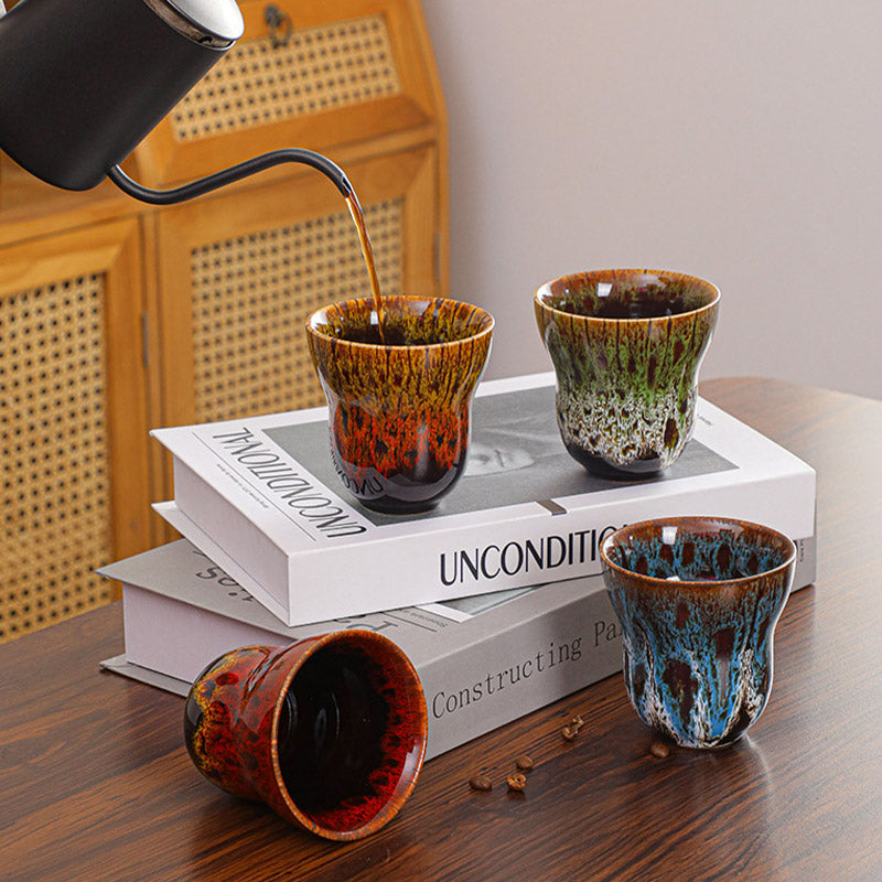 Vintage Kiln Change Keramik-Kaffeetasse, 150 ml, Zen-Dekor