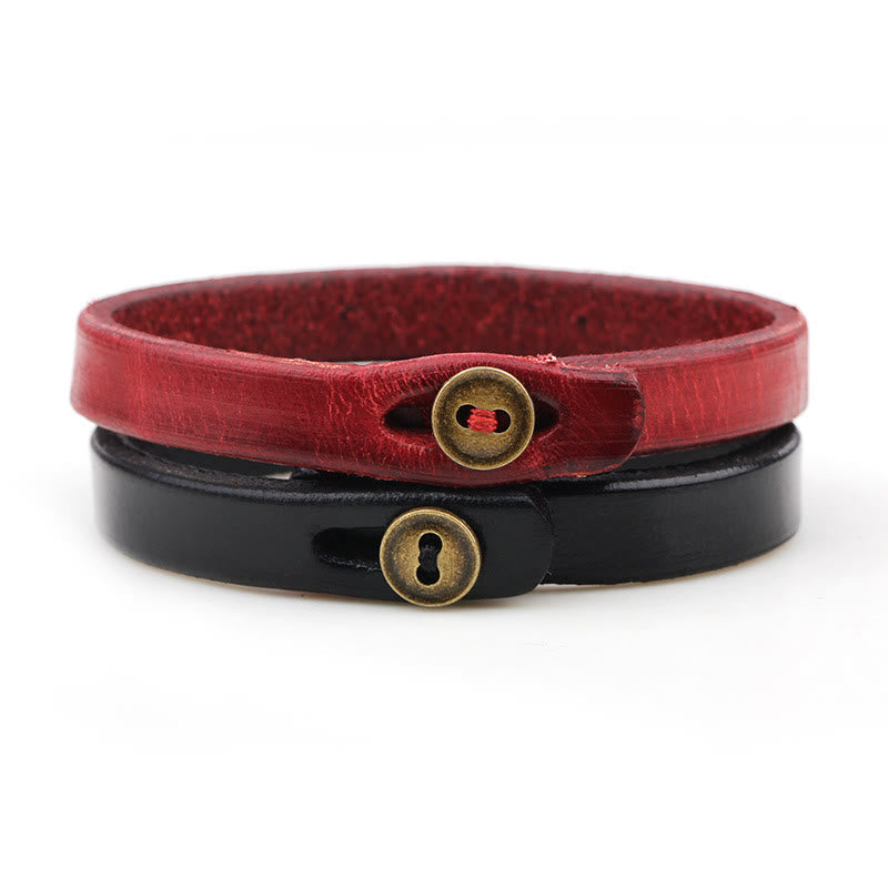 Vintage Lederarmband mit Knopfschnalle