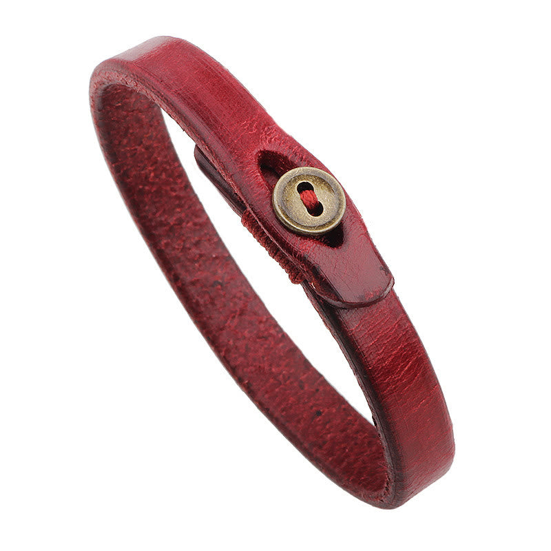 Vintage Lederarmband mit Knopfschnalle