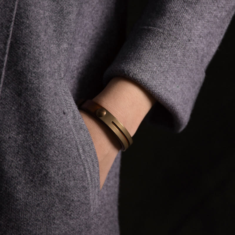 Vintage Leder Kupfer Balance Armband für innere Harmonie