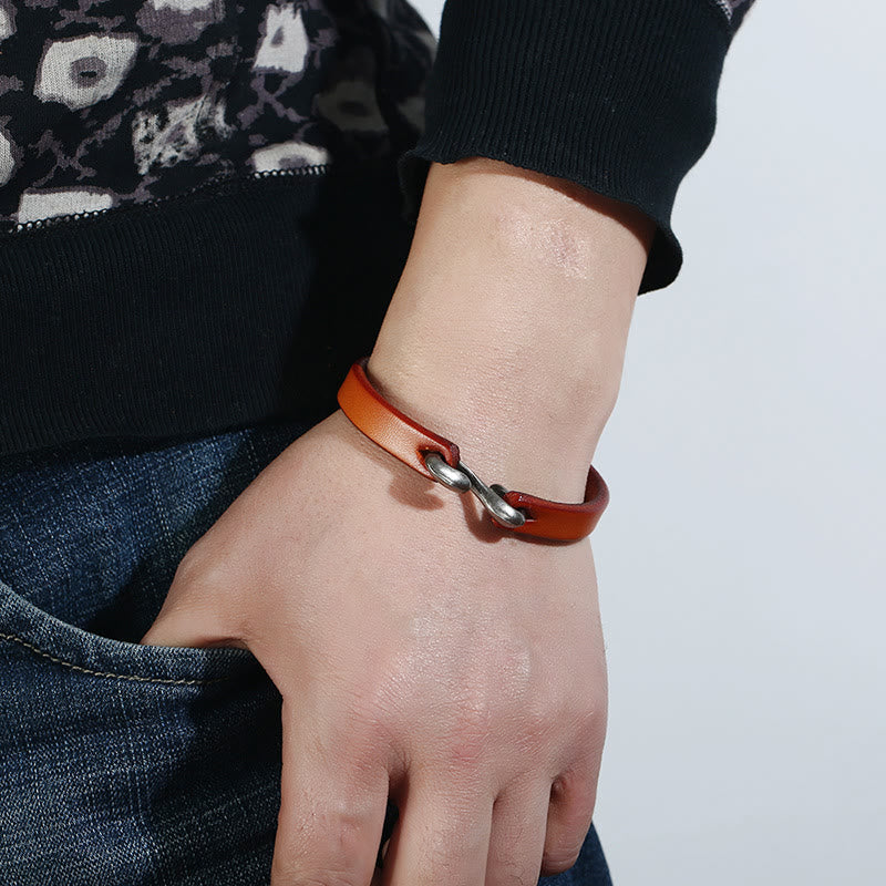 Vintage-Armband aus Leder mit Kraftschnalle für spirituellen Schutz
