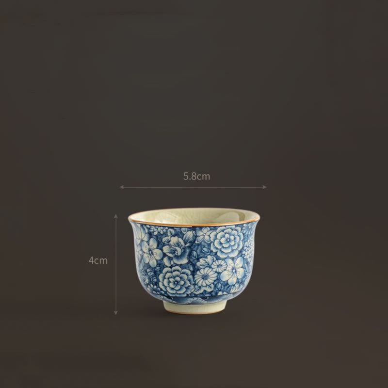 Vintage Lotus Keramik Teetasse | Handgemachtes Blumengeschirr