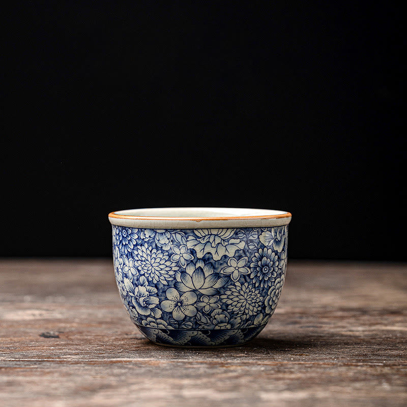 Vintage Lotus Keramik Teetasse | Handgemachtes Blumengeschirr