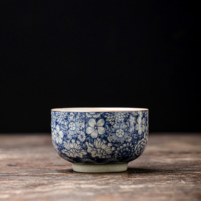 Vintage Lotus Keramik Teetasse | Handgemachtes Blumengeschirr