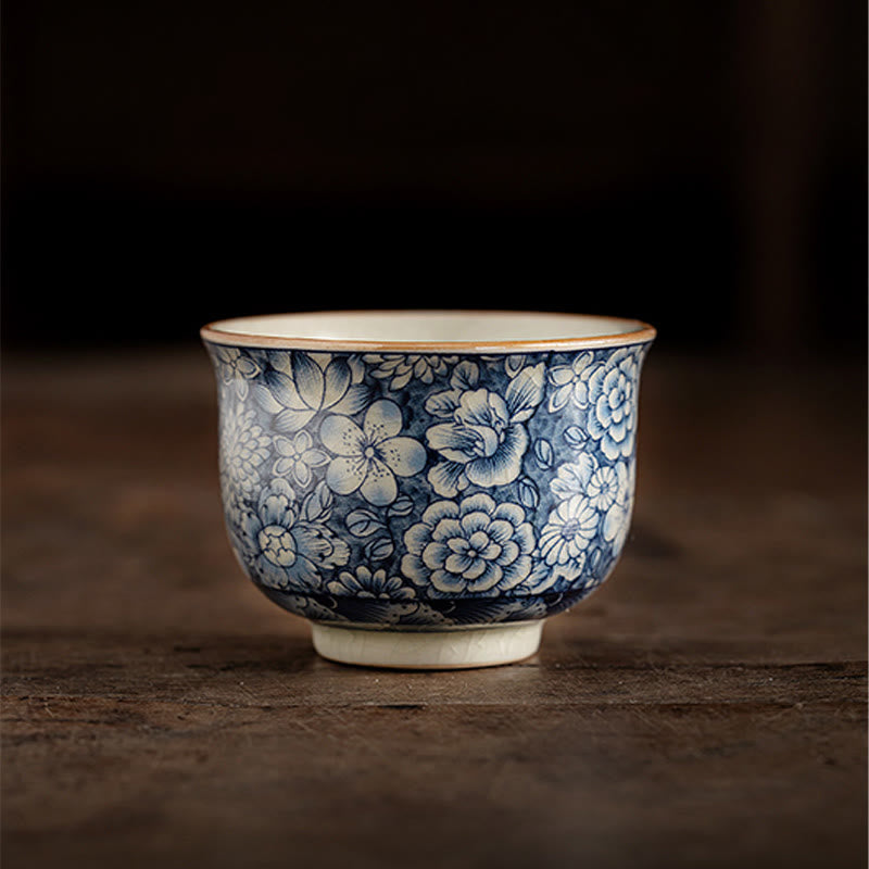Vintage Lotus Keramik Teetasse | Handgemachtes Blumengeschirr