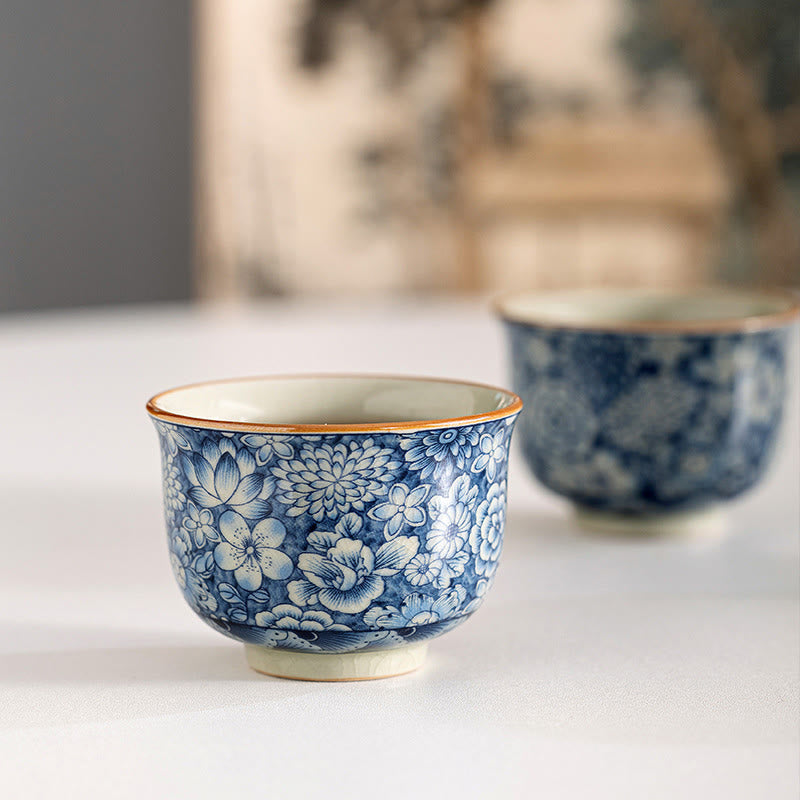 Vintage Lotus Keramik Teetasse | Handgemachtes Blumengeschirr