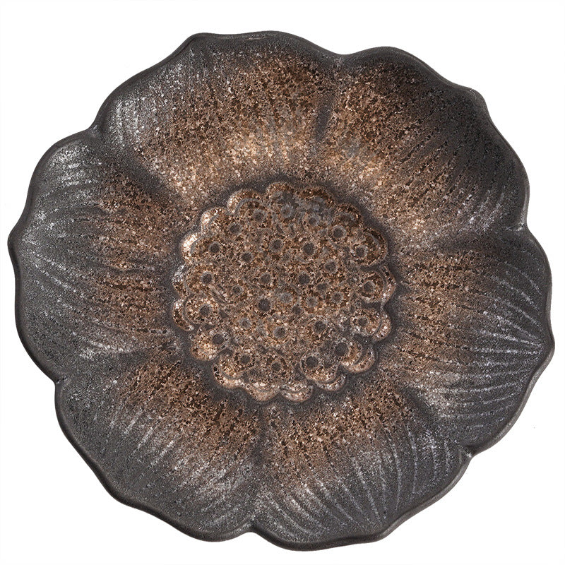Vintage Lotusblume Keramik Teematte 9,8cm Braun | Zen Dekor