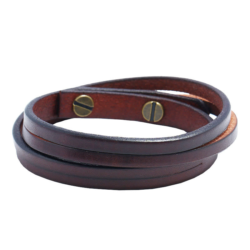 Vintage Mehrschichtiges Lederarmband mit starker Schnalle