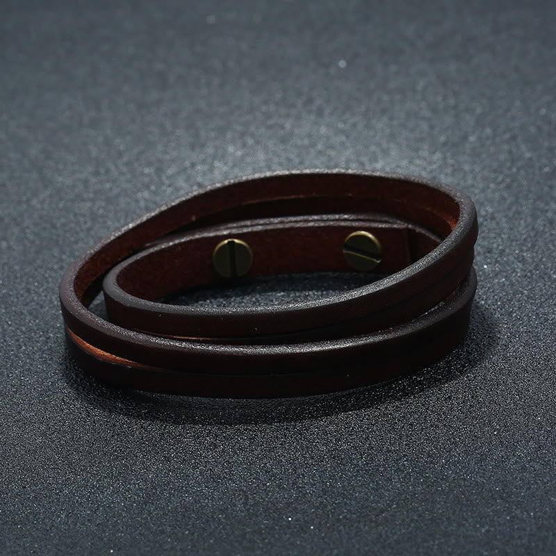 Vintage Mehrschichtiges Lederarmband mit starker Schnalle