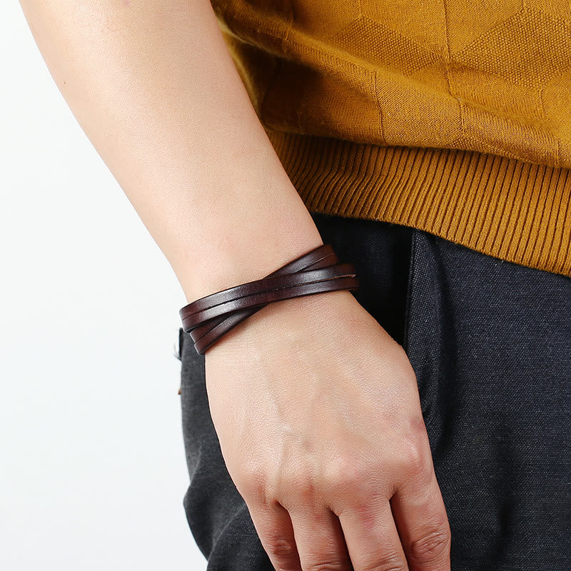 Vintage Mehrschichtiges Lederarmband mit starker Schnalle