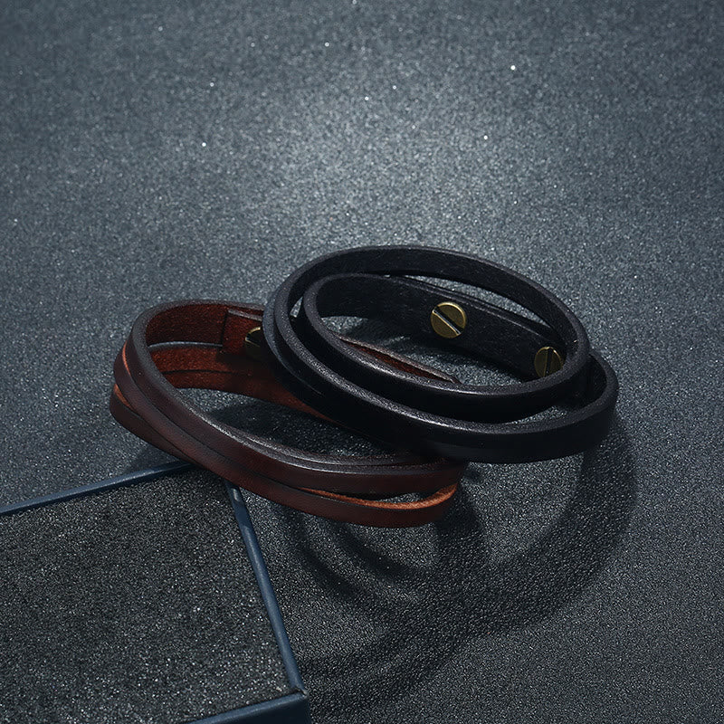 Vintage Mehrschichtiges Lederarmband mit starker Schnalle