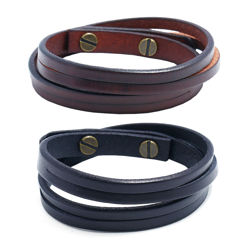 Vintage Mehrschichtiges Lederarmband mit starker Schnalle