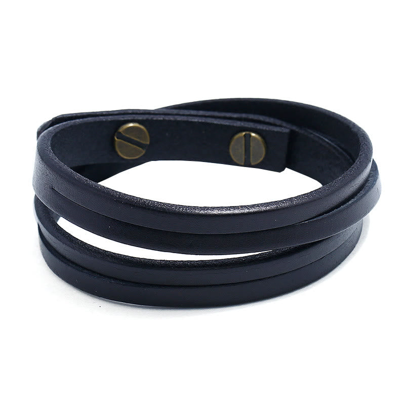 Vintage Mehrschichtiges Lederarmband mit starker Schnalle
