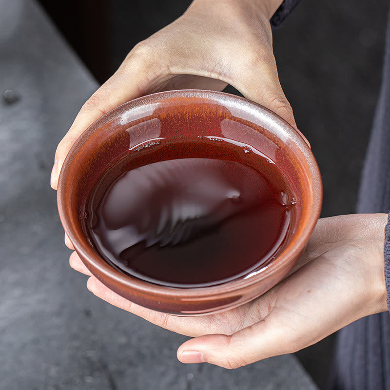 Vintage Rot Braune Chinesische Jianzhan Porzellan Teetasse für Zen Dekor