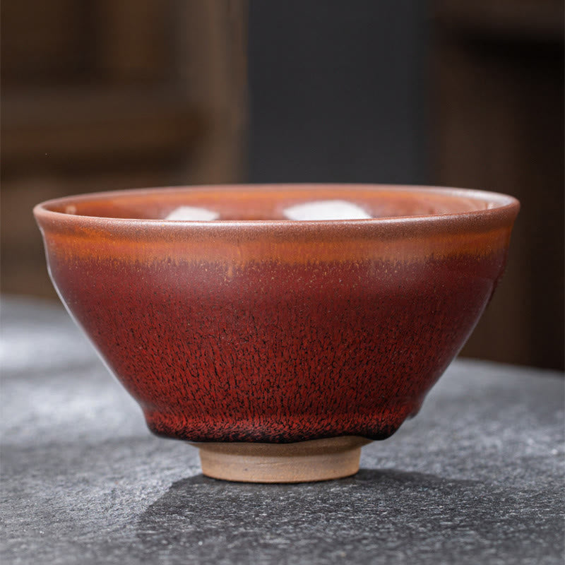 Vintage Rot Braune Chinesische Jianzhan Porzellan Teetasse für Zen Dekor