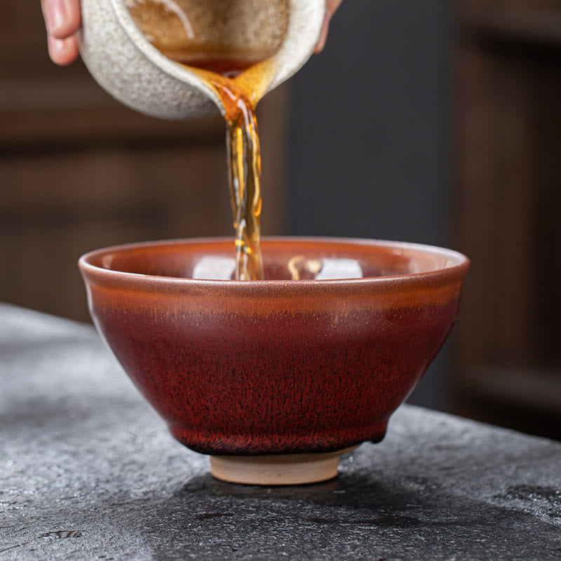 Vintage Rot Braune Chinesische Jianzhan Porzellan Teetasse für Zen Dekor