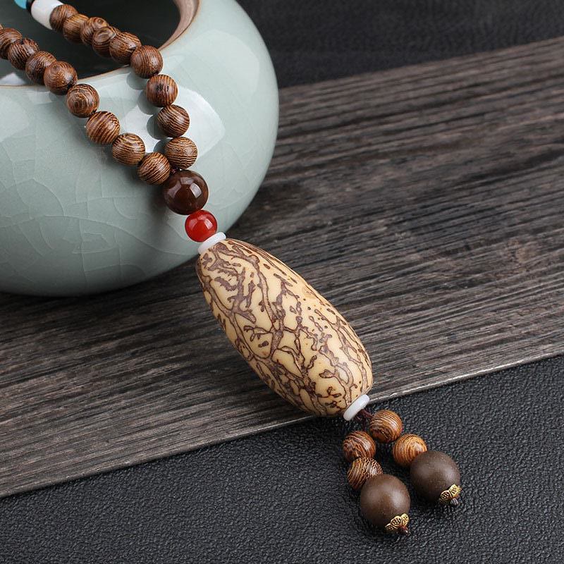 Wenge-Holz &amp; Achat Balance Halskette für Frieden &amp; Schutz