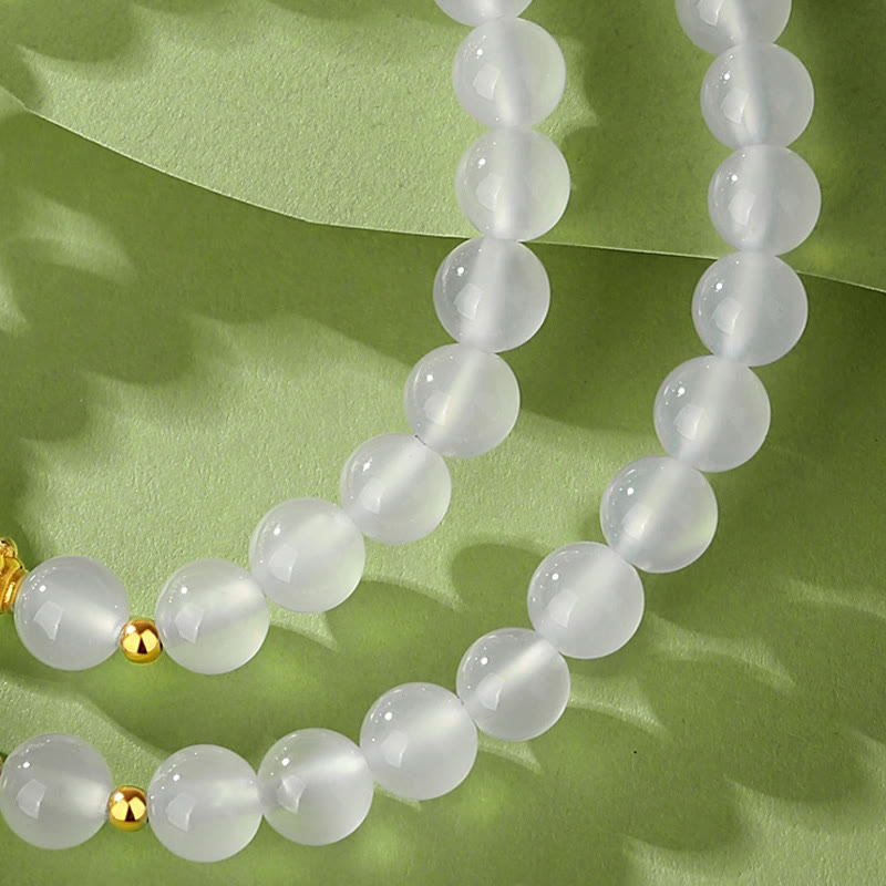 Weißer Achat &amp; Zinnober Doppelwickel Zinnober Armband Schutz