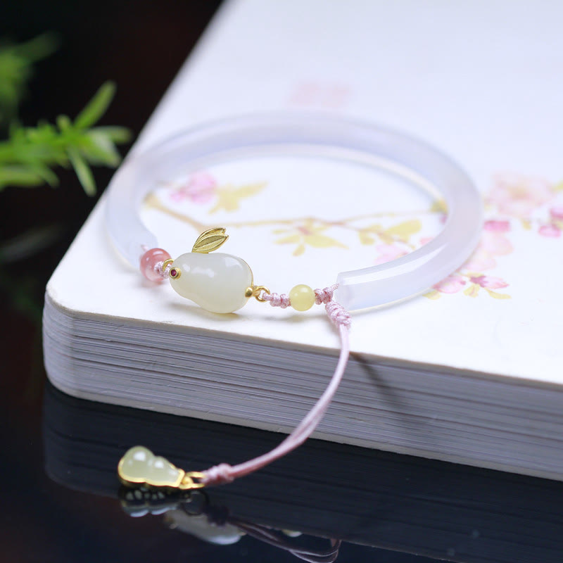 Kaninchen-Armband aus weißem Achat, Hetian-Jade, für positive Energie