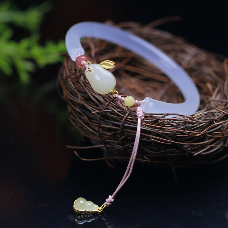 Kaninchen-Armband aus weißem Achat, Hetian-Jade, für positive Energie