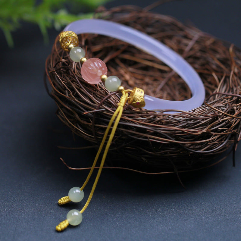 Weißer Achat Lotus Hetian Jade Positive Lotus Armband