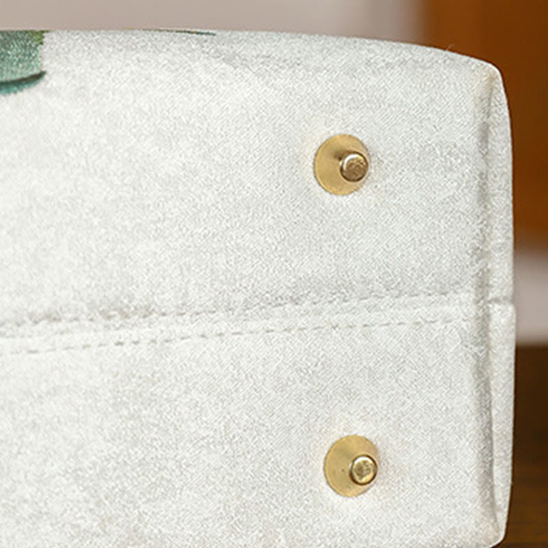 Weiße Yogatasche mit Bambusstickerei und Quastengriff