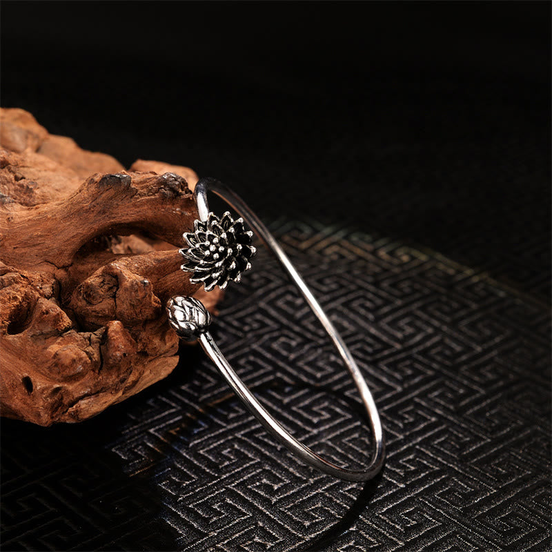 Lotusarmband aus weißem Kupfer | Erleuchtungsarmreif