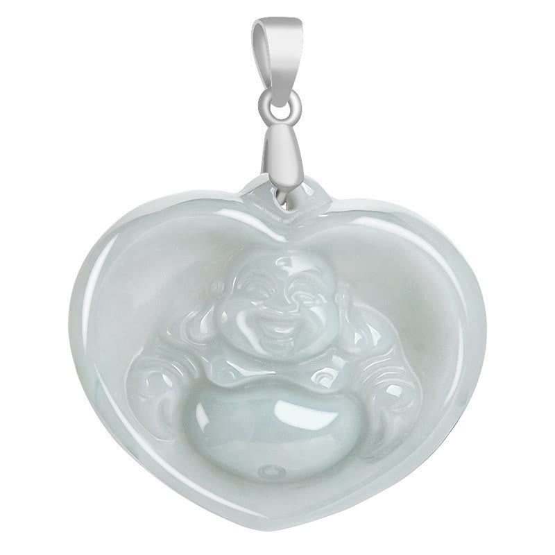 Buddha-Halskette aus weißer Jade für Glück | Anhänger aus Sterlingsilber