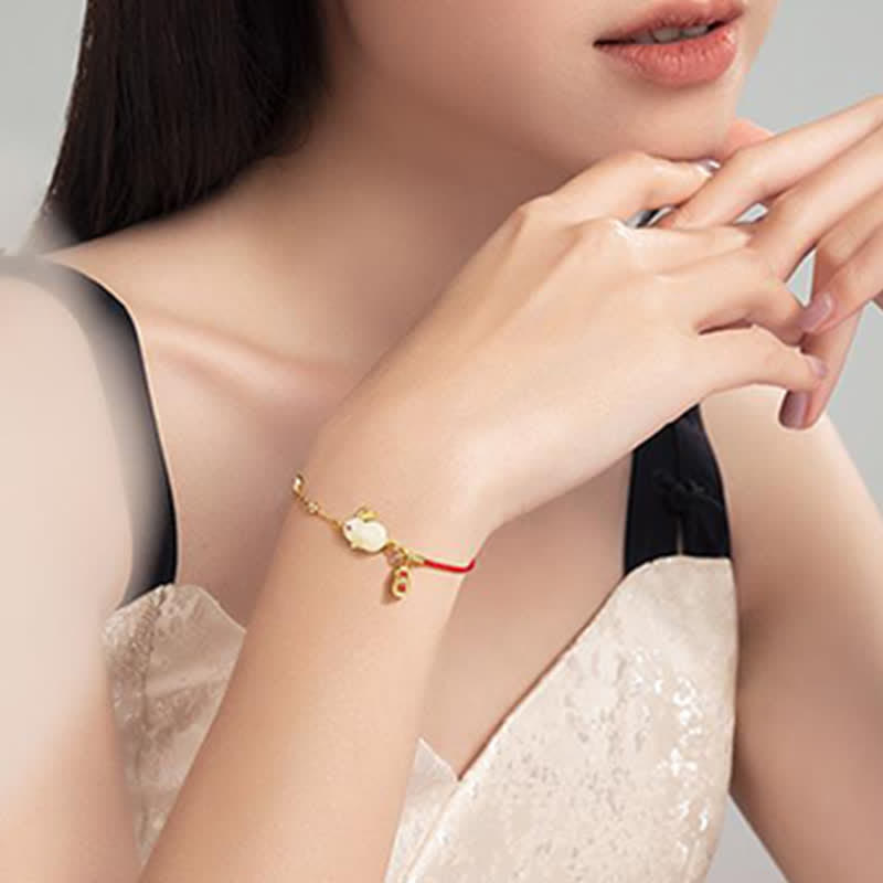 Weißes Jade-Hase-Sternzeichen-Armband für Glück und Schutz