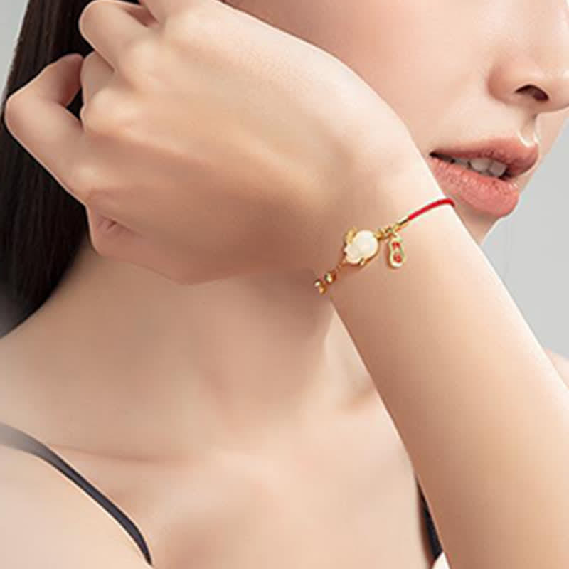 Weißes Jade-Hase-Sternzeichen-Armband für Glück und Schutz