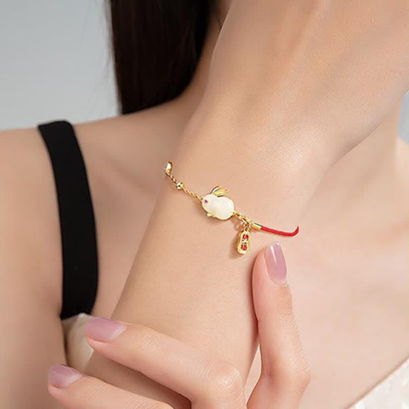 Weißes Jade-Hase-Sternzeichen-Armband für Glück und Schutz