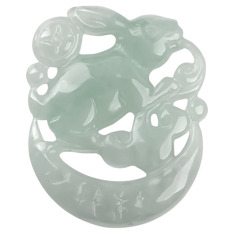 Halskette mit Schutzanhänger aus weißer Jade mit Halbmond