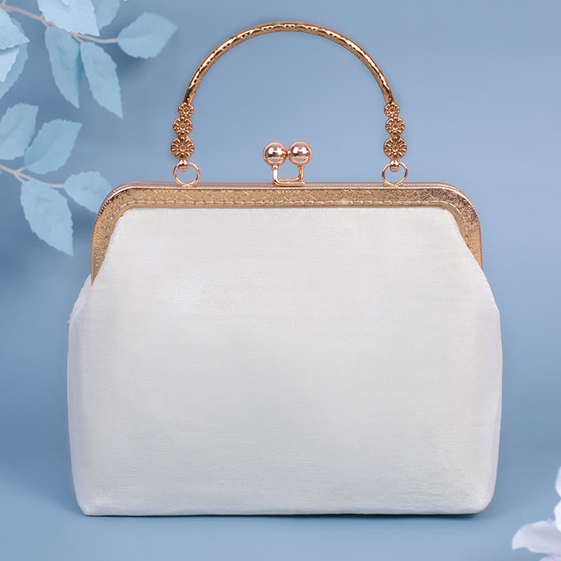 Weiße Jasmin-Stickerei-Perlenkettentasche | Spirituelle Accessoires