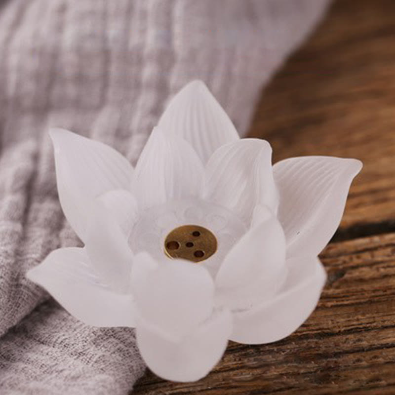 Weißer Lotus Liuli Kristall-Räuchergefäß zur Meditation