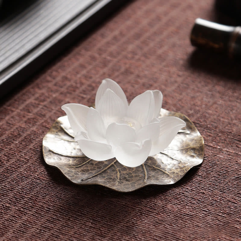 Weißer Lotus Liuli Kristall-Räuchergefäß zur Meditation
