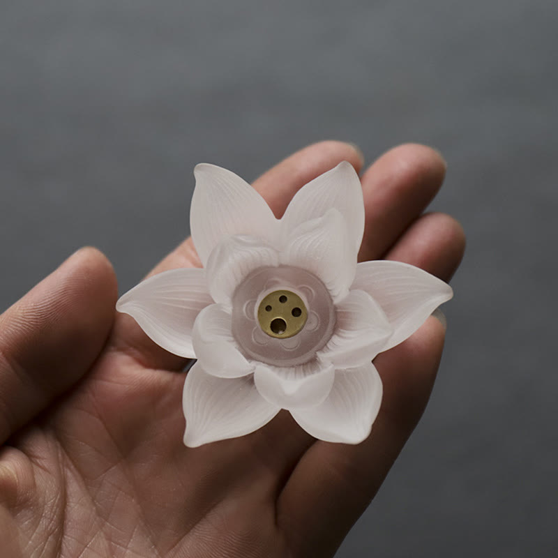 Weißer Lotus Liuli Kristall-Räuchergefäß zur Meditation