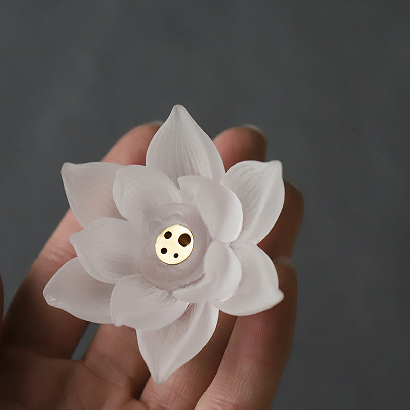 Weißer Lotus Liuli Kristall-Räuchergefäß zur Meditation