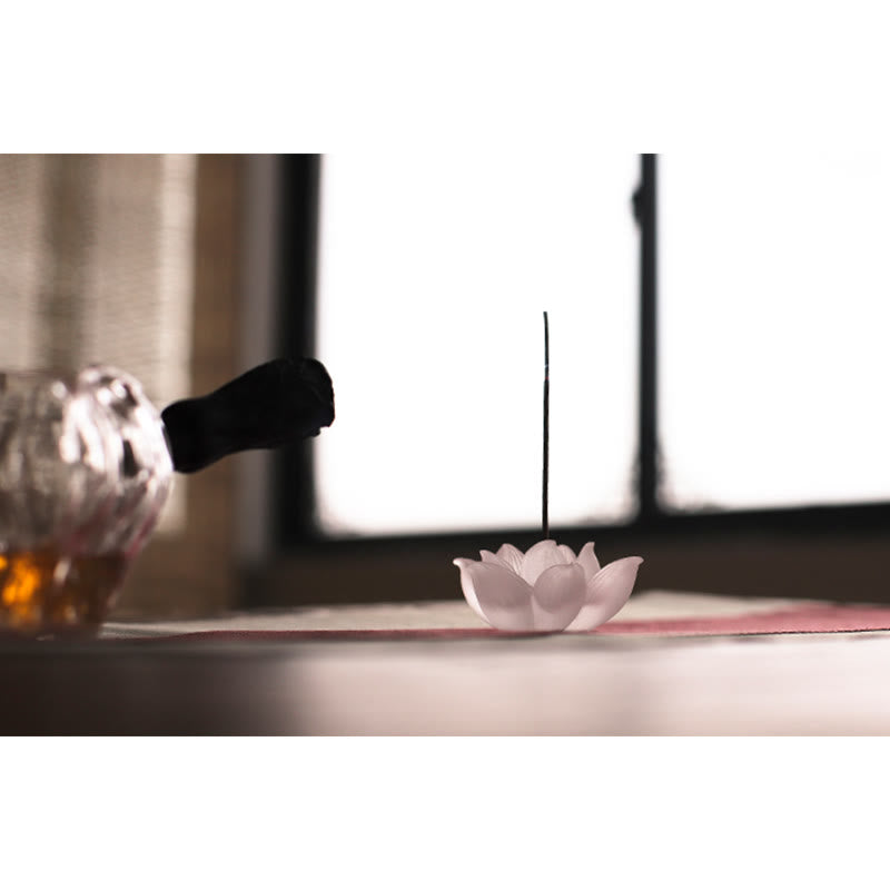 Weißer Lotus Liuli Kristall-Räuchergefäß zur Meditation