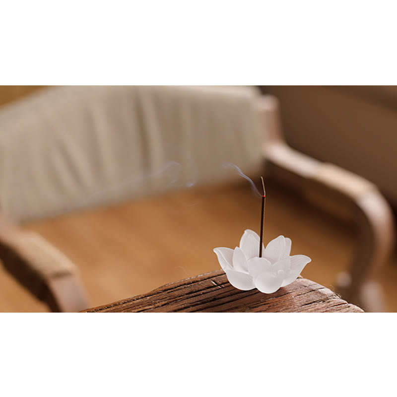 Weißer Lotus Liuli Kristall-Räuchergefäß zur Meditation