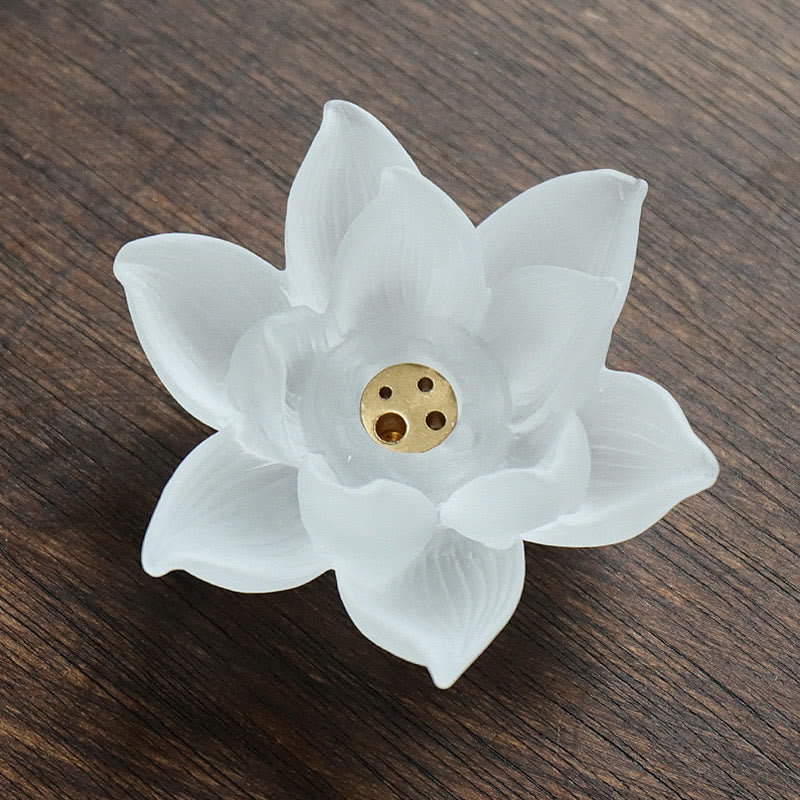 Weißer Lotus Liuli Kristall-Räuchergefäß zur Meditation