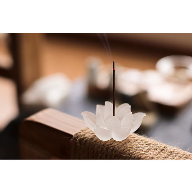 Weißer Lotus Liuli Kristall-Räuchergefäß zur Meditation
