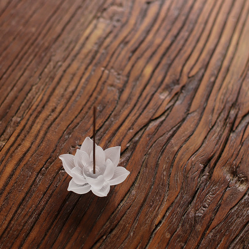 Weißer Lotus Liuli Kristall-Räuchergefäß zur Meditation