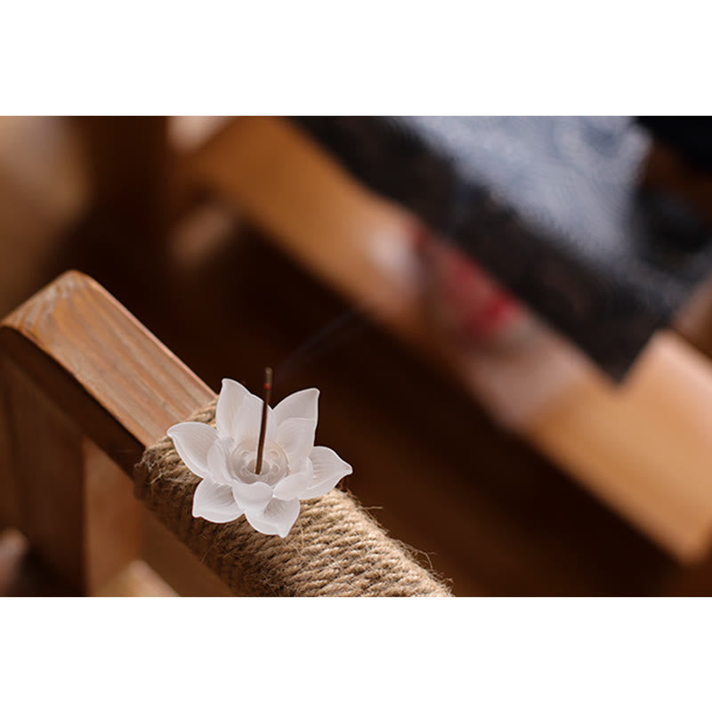 Weißer Lotus Liuli Kristall-Räuchergefäß zur Meditation