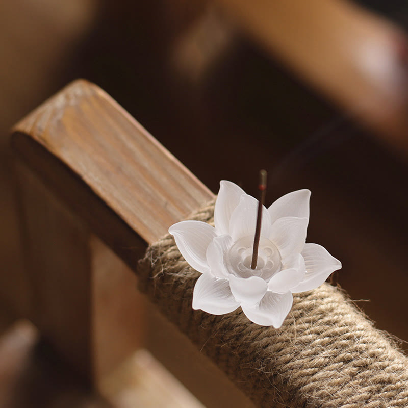Weißer Lotus Liuli Kristall-Räuchergefäß zur Meditation