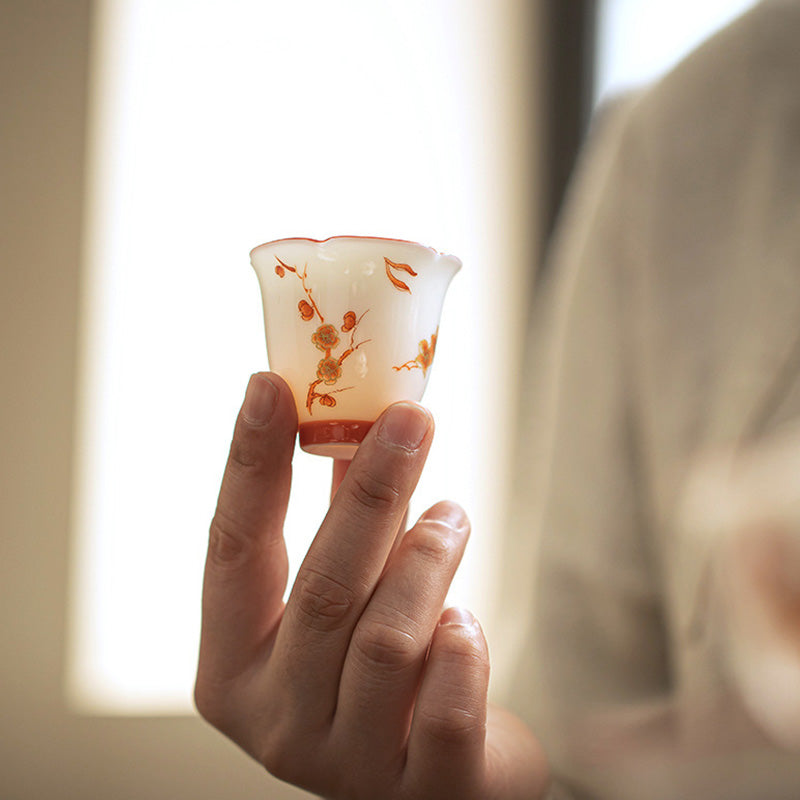 Weißes Gaiwan-Set aus Porzellan für Zen-Dekor und Teerituale