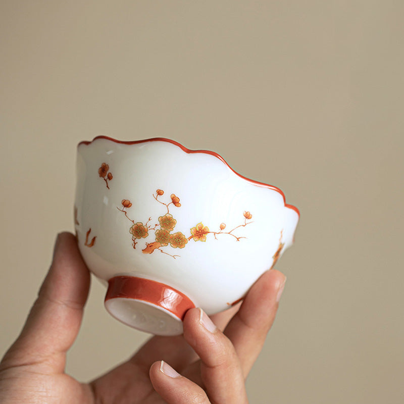 Weißes Gaiwan-Set aus Porzellan für Zen-Dekor und Teerituale