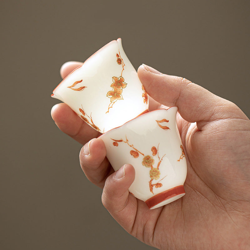 Weißes Gaiwan-Set aus Porzellan für Zen-Dekor und Teerituale