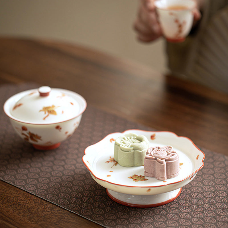 Weißes Gaiwan-Set aus Porzellan für Zen-Dekor und Teerituale