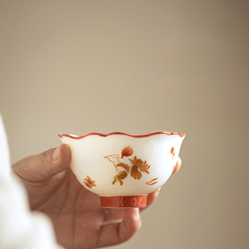 Weißes Gaiwan-Set aus Porzellan für Zen-Dekor und Teerituale