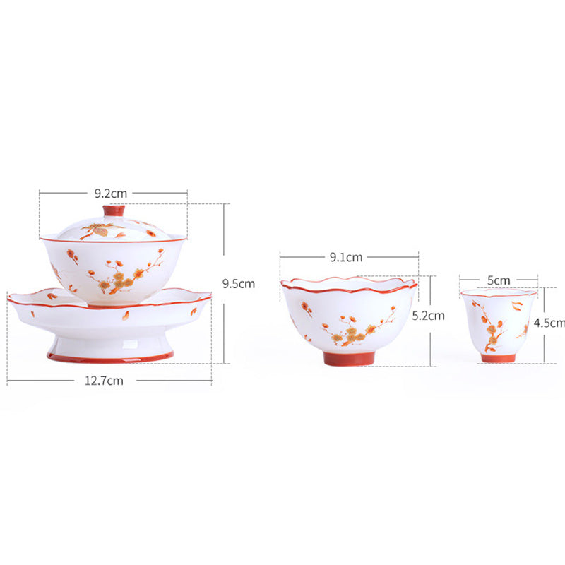 Weißes Gaiwan-Set aus Porzellan für Zen-Dekor und Teerituale